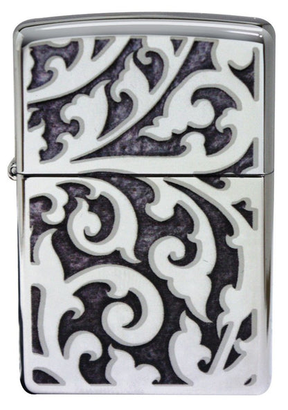 Zippo Filigree Lighter, Floral Pattern, High Polish Chrome #28530