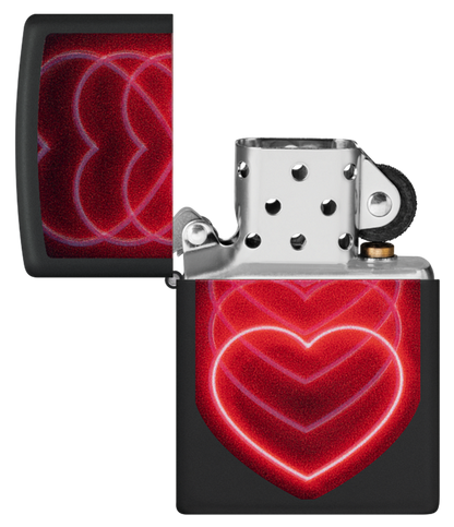 Zippo Pulsing Heart Black Light Design, Black Matte Lighter #48593