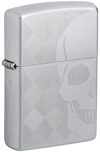 Zippo Skull Engraved, Satin Chrome Finish Lighter #48208