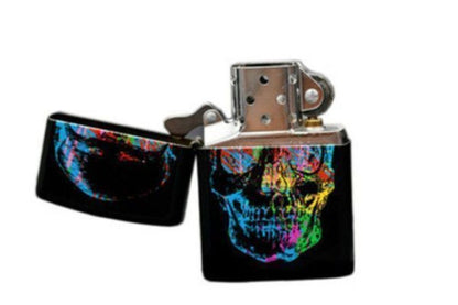 Zippo Colorful Skull, Black Matte Finish, Genuine Windproof Lighter #28042