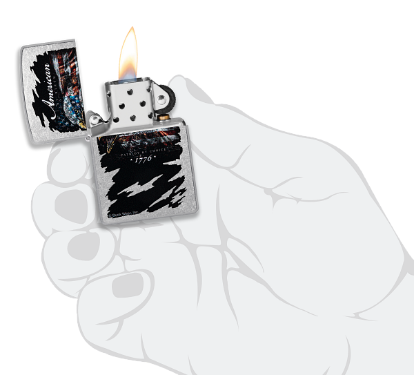 Zippo Buck Wear American Patriot Eagle USA Design, Street Chrome Lighter #48633