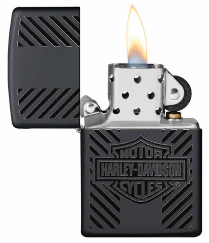 Zippo Harley Davidson Logo Black Matte Finish Genuine Windproof Lighter #49174