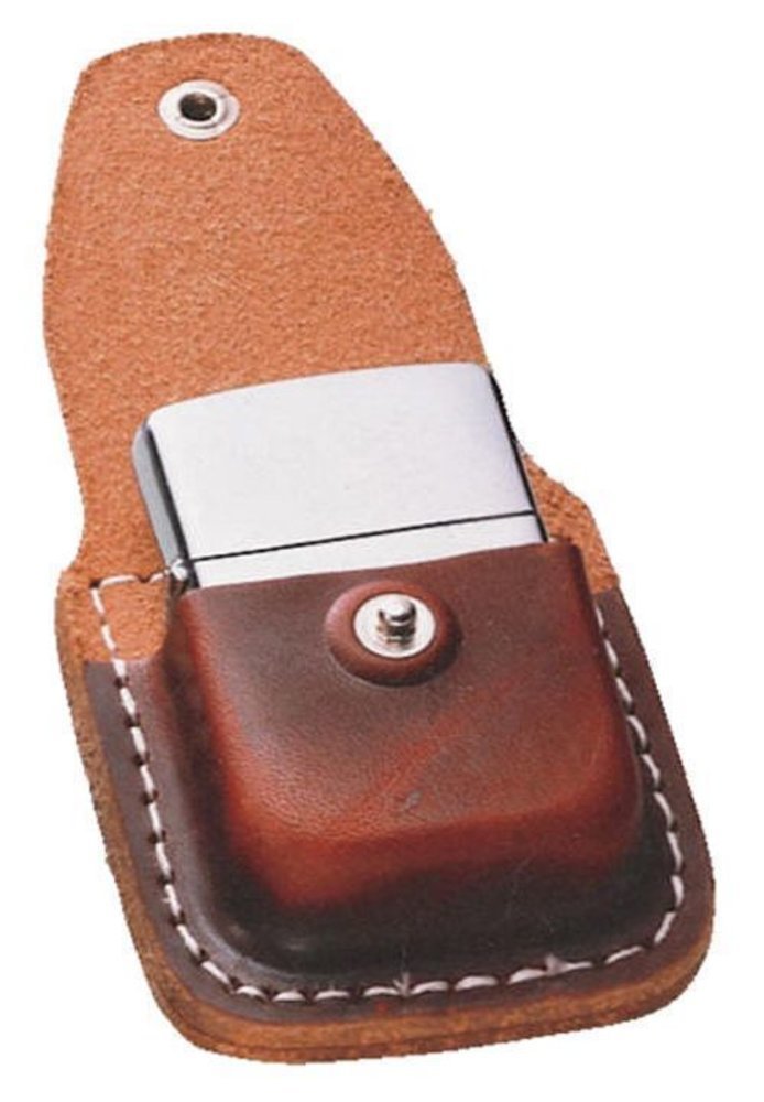 Zippo Metal Clip Brown Leather Pouch For Zippo Pocket Lighters #LPCB