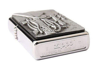 Zippo Resting Cowboy Emblem Lighter, Brushed Chrome, Windproof #24879