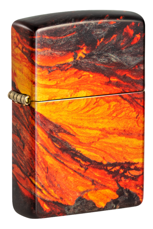 Zippo Fire Lava Flow 540 Design, Tumbled Brass Lighter #48622