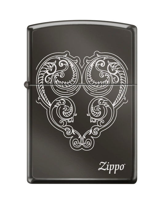 Zippo Victorian Heart, Black Ice Finish, Windproof Lighter #150-082817