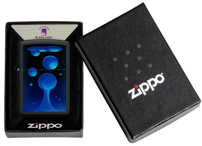 Zippo Lava Lamp Black Light Design, Black Matte Lighter #48675