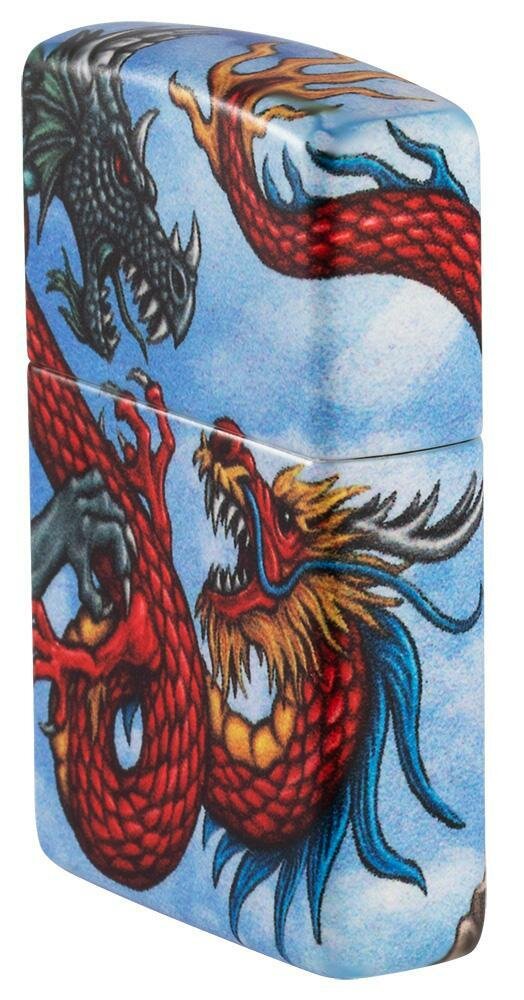 Zippo Dragon Dueling Design, 540° Color Wrap, Genuine Windproof Lighter #49354