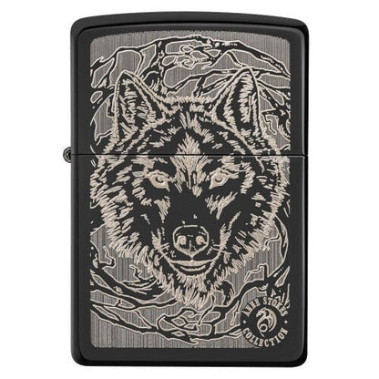 Zippo Anne Stokes Wolf Design, High Polish Black, Windproof Lighter #49443