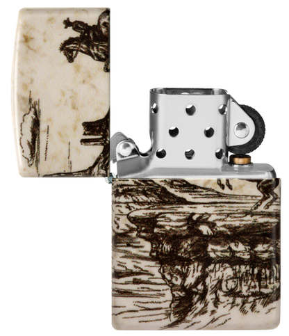 Zippo Wild West Cowboy Scene 540 Design, Matte Finish Lighter #48518