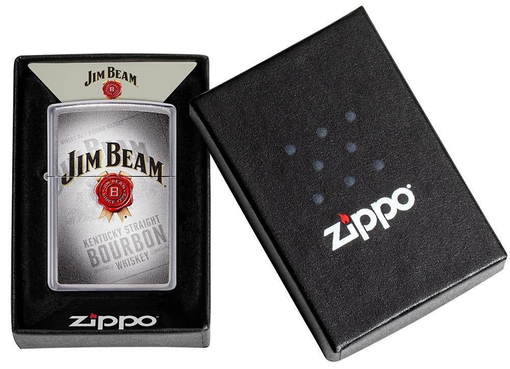 Zippo Jim Beam Kentucky Straight Bourbon Whiskey, Street Chrome Finish Lighter #49323