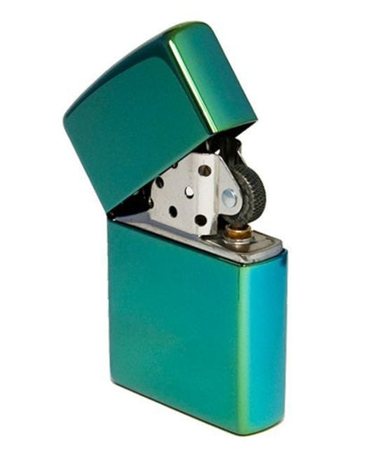 Zippo High Polish Green Chameleon, Green/Blue Finish, Windproof Lighter #28129