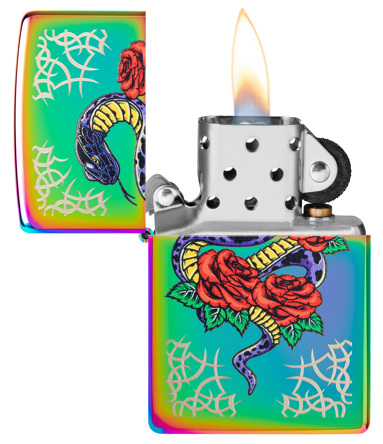 Zippo Snake and Roses Tattoo, Multi Color Lighter #48395