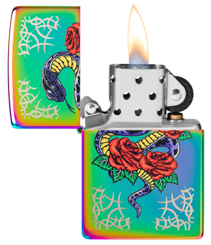 Zippo Snake and Roses Tattoo, Multi Color Lighter #48395