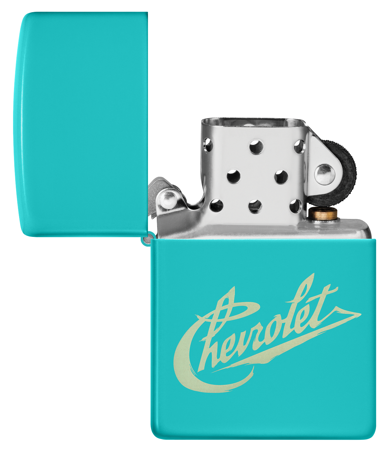 Zippo Chevrolet Flat Turquoise Design, Laser Engrave Lighter #48399