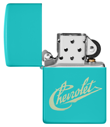 Zippo Chevrolet Flat Turquoise Design, Laser Engrave Lighter #48399