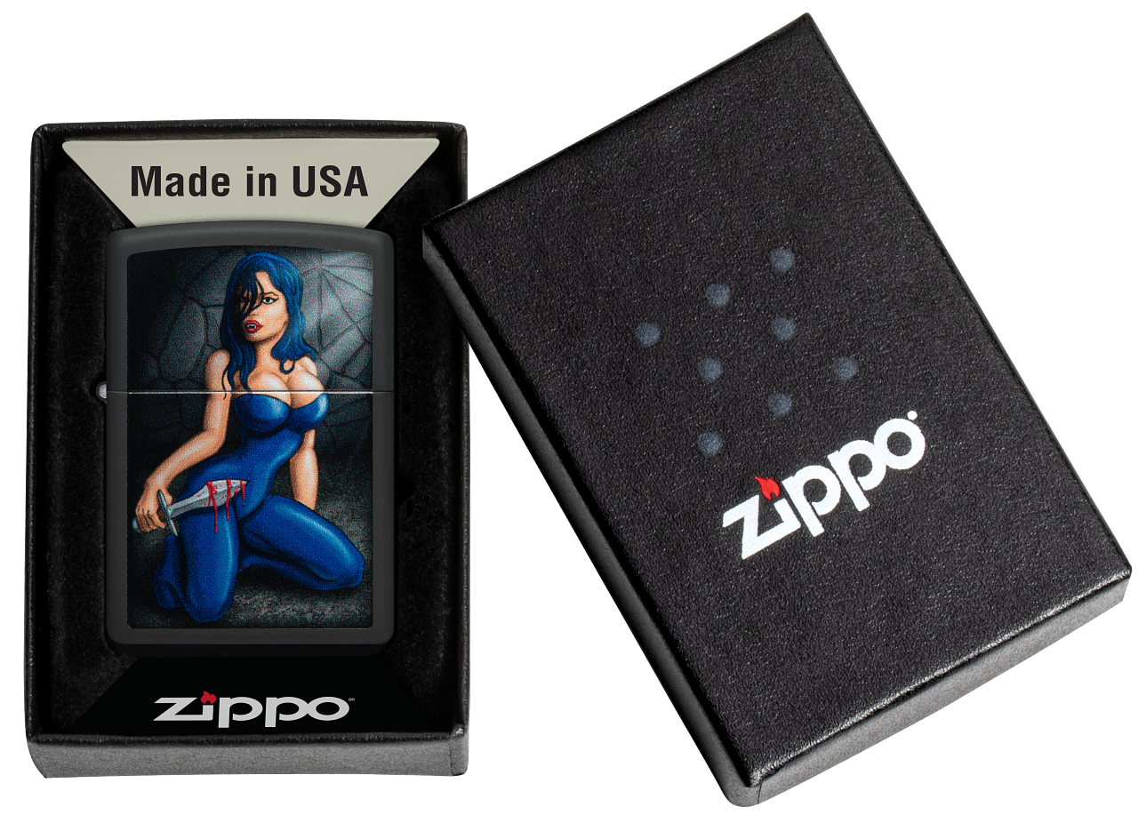 Zippo Horror Girl, Black Matte Finish Lighter #48388