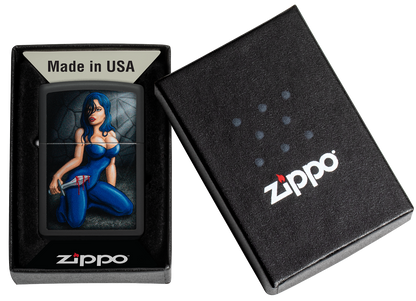 Zippo Horror Girl, Black Matte Finish Lighter #48388