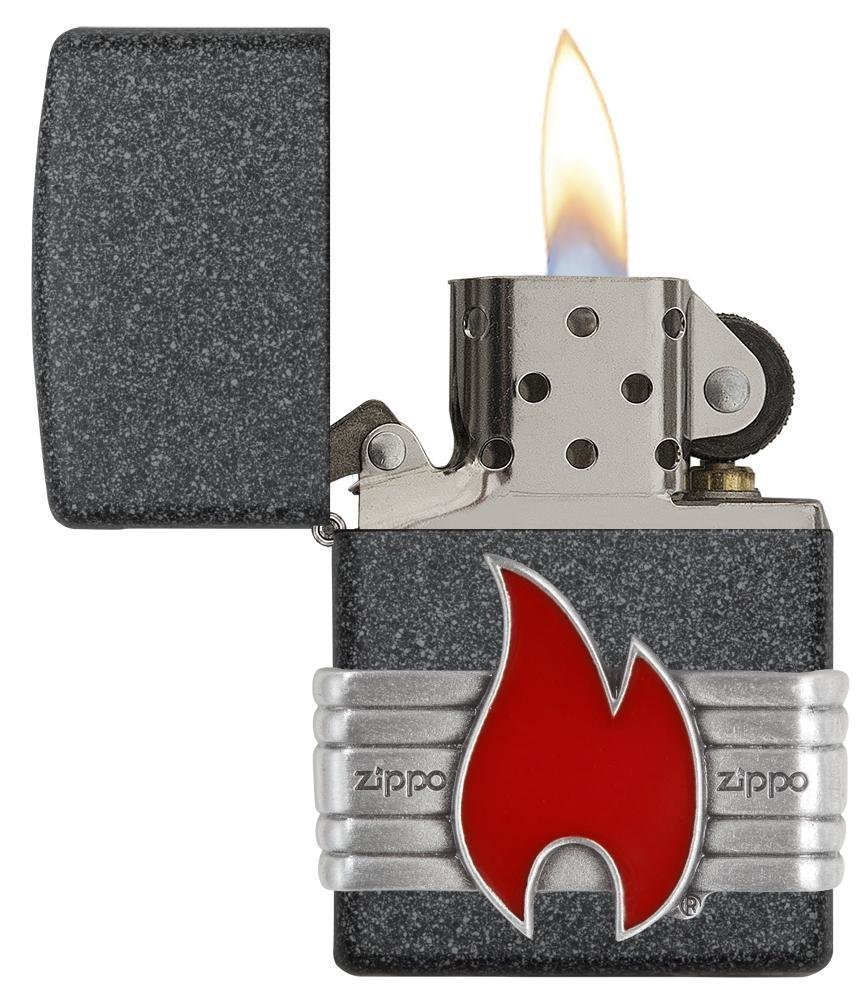 Zippo Red Vintage Wrap, Red Enamel Zippo Emblem, Windproof Lighter #29663