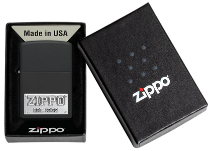 Zippo Logo Est. 1932 Emblem Design, Black Matte Lighter #48689