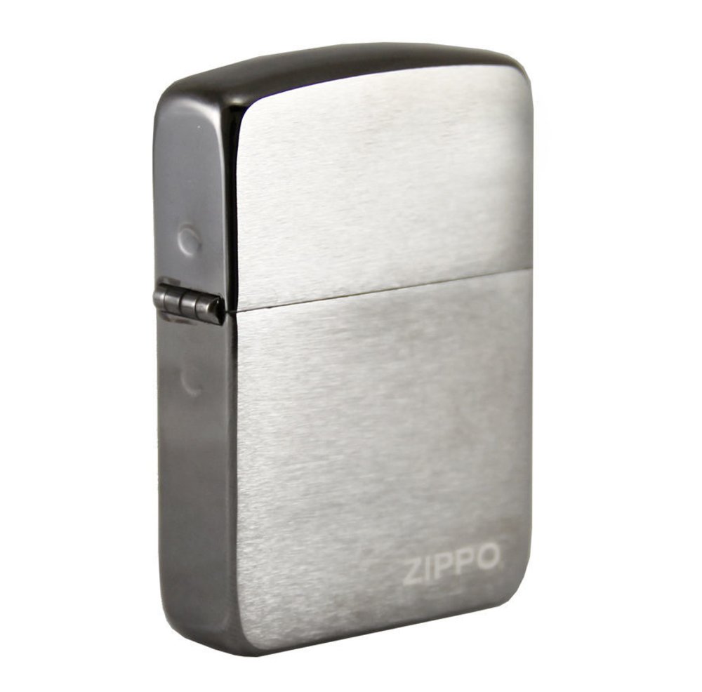 Zippo 1941 Replica Lighter, w/ Logo, Black Ice Finish, Windproof #24485