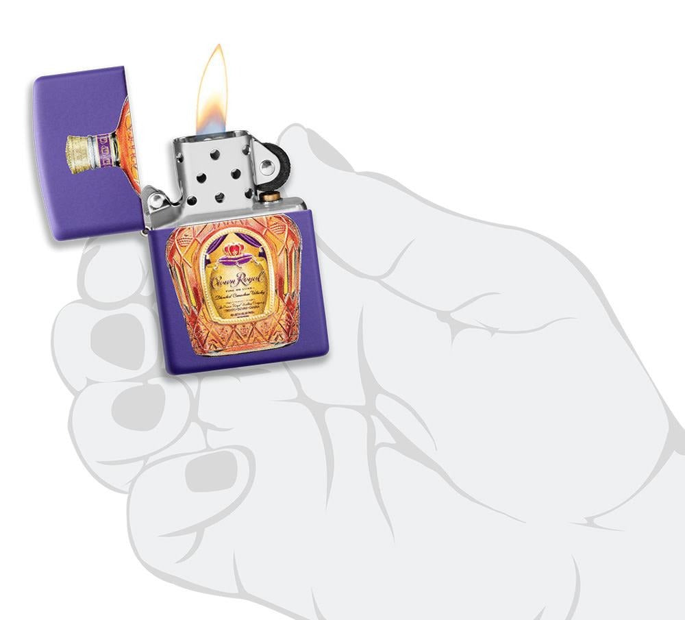 Zippo Crown Royal Purple Matte Lighter + Small Pouch Gift Set #49661