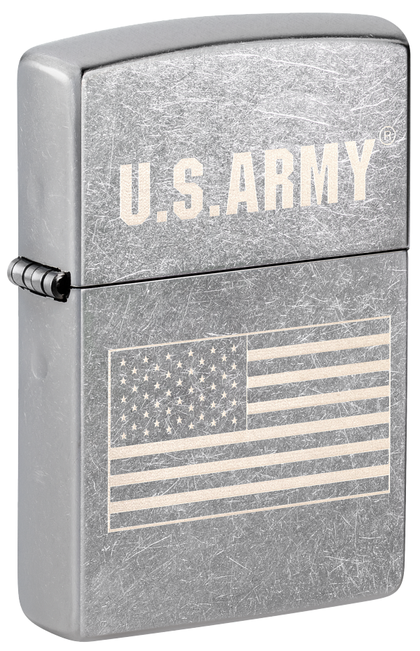 Zippo USA Army Flag Laser Engrave Design, Street Chrome Lighter #48557