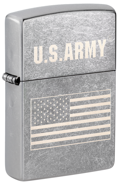 Zippo USA Army Flag Laser Engrave Design, Street Chrome Lighter #48557