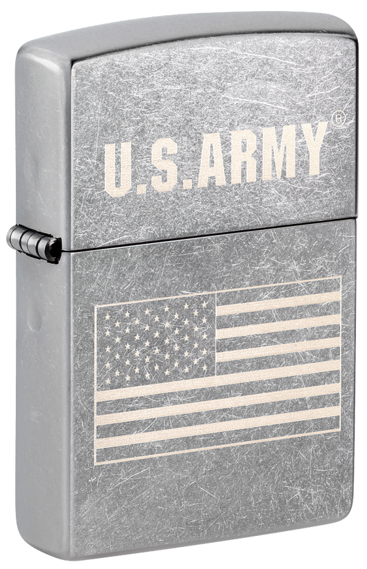 Zippo USA Army Flag Laser Engrave Design, Street Chrome Lighter #48557