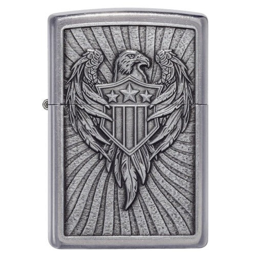 Zippo USA Eagle Emblem Street Chrome Finish, Windproof Lighter #49450