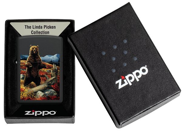 Zippo Linda Picken Bear Design, Black Matte Lighter #48597