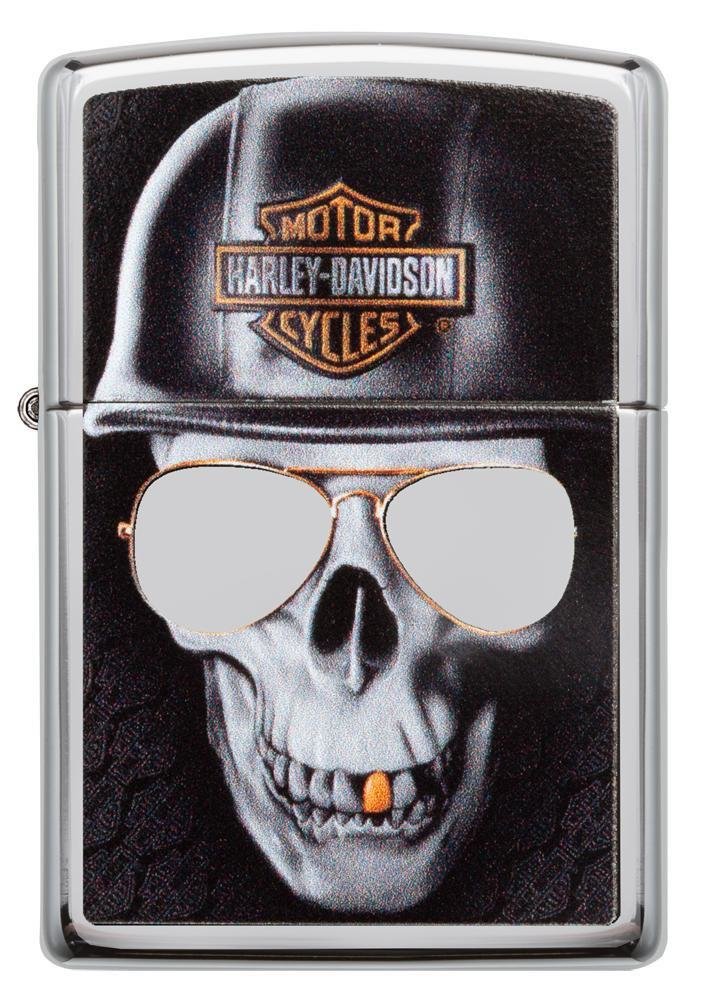 Zippo Harley Davidson Skull with Mirrored Sunglasses, Windproof Lighter #29739