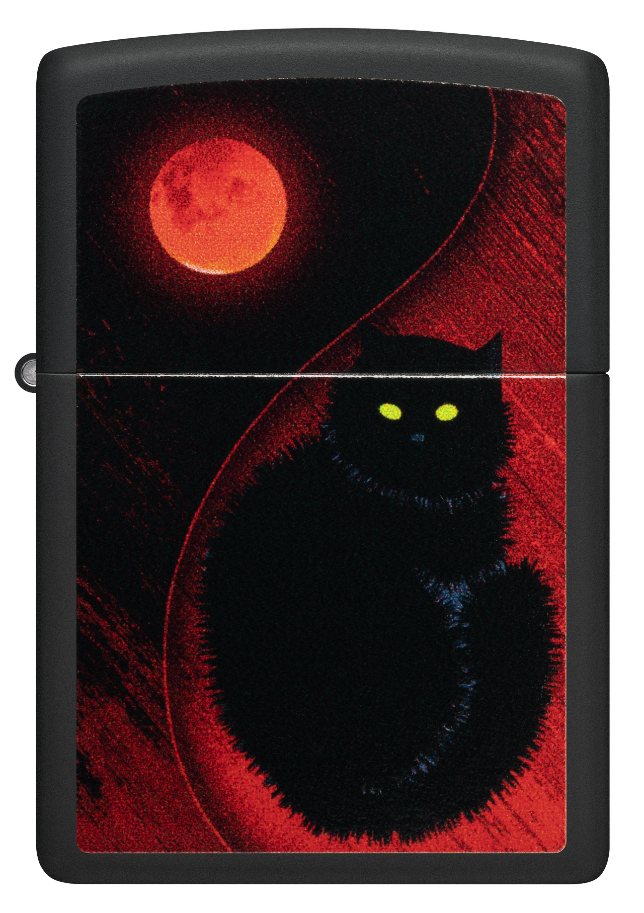 Zippo Black Cat Bad Luck, Black Matte Finish Lighter #