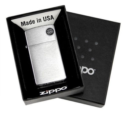 Zippo Brushed Chrome Finish Lighter, Slim, Windproof #1600