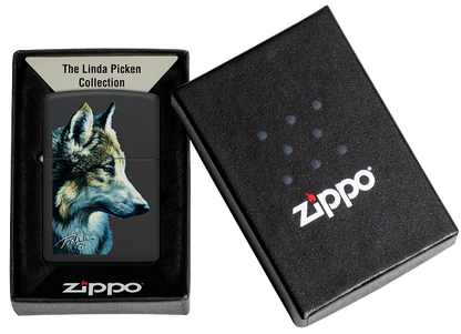 Zippo Linda Picken Wolf Design, Black Matte Lighter #48598