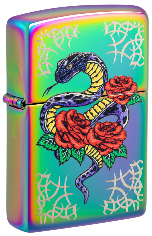 Zippo Snake and Roses Tattoo, Multi Color Lighter #48395