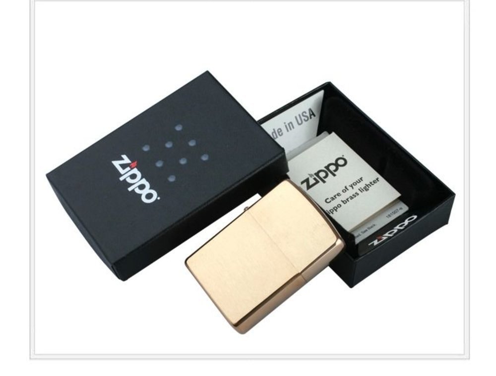 Zippo Lighter, Solid Brass, Brushed Finish, Classic #204B