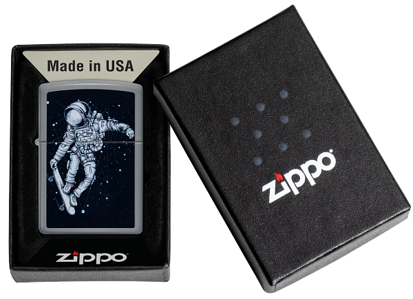 Zippo Skateboarding Astronaut Design, Flat Grey Lighter #48644