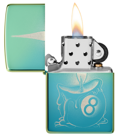 Zippo 8-Ball Candle Wax Design, High Polish Teal Lighter #48615