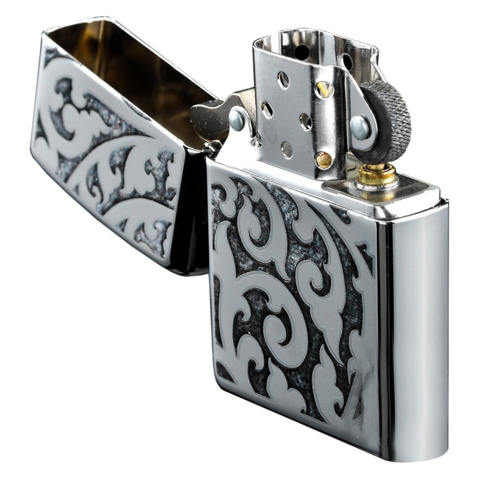 Zippo Filigree Lighter, Floral Pattern, High Polish Chrome #28530