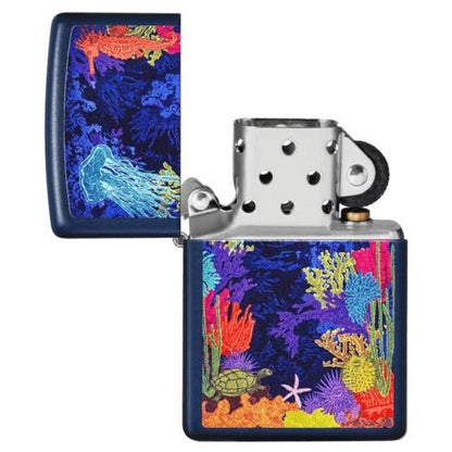 Zippo Sea Life Ocean Design, Navy Matte Finish, Windproof Lighter #49409