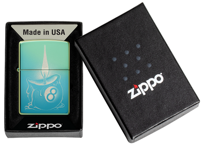 Zippo 8-Ball Candle Wax Design, High Polish Teal Lighter #48615