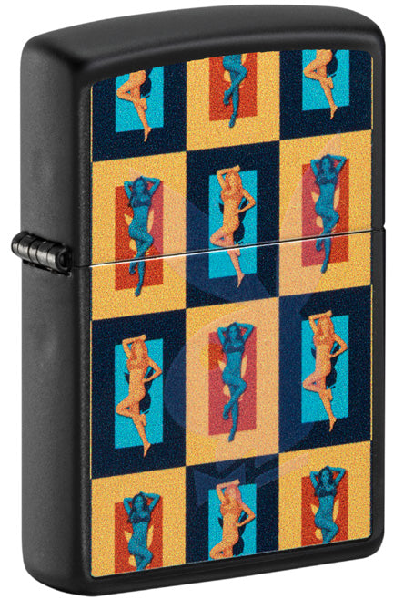 Zippo Playboy Retro Black Light Design, Black Matte Lighter #48233