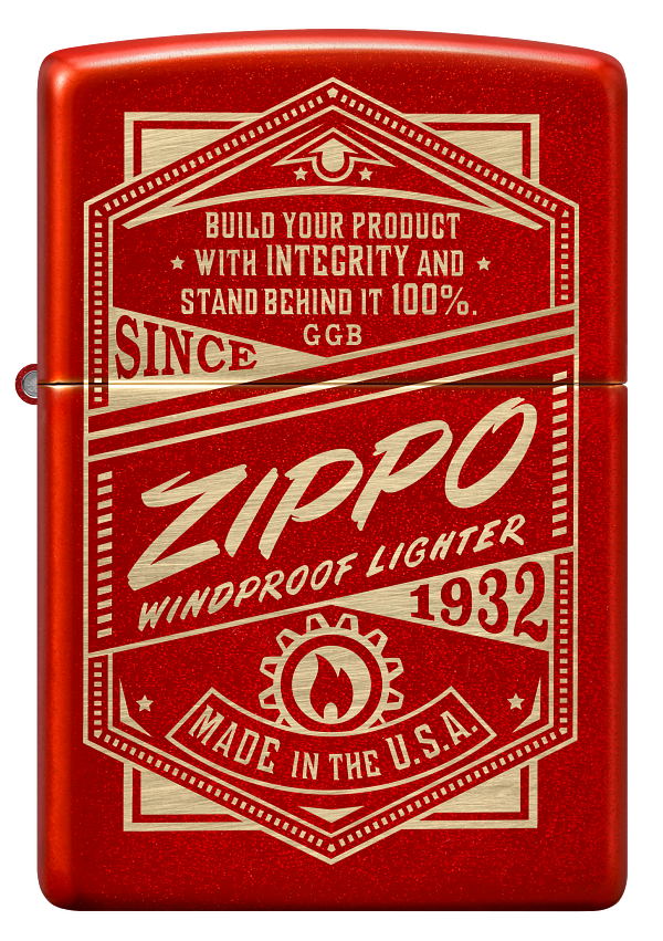 Zippo Retro Design, Metallic Red Laser Engraved Lighter #48620