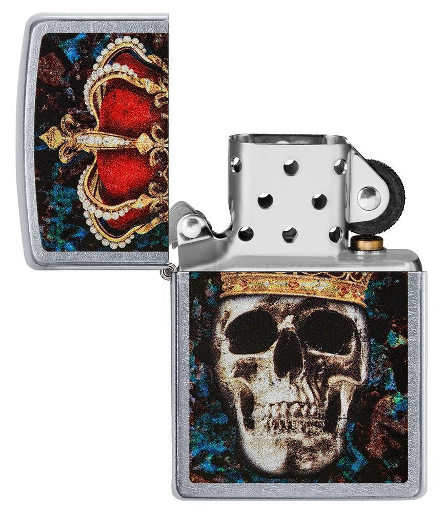 Zippo Skull King Design, Street Chrome Windproof Lighter #49666