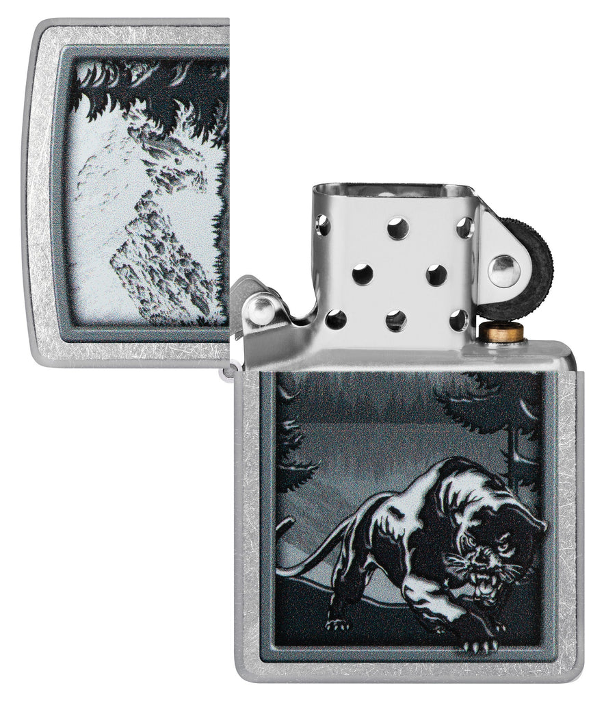 Zippo Stalking Mountain Lion, Street Chrome Lighter #48381