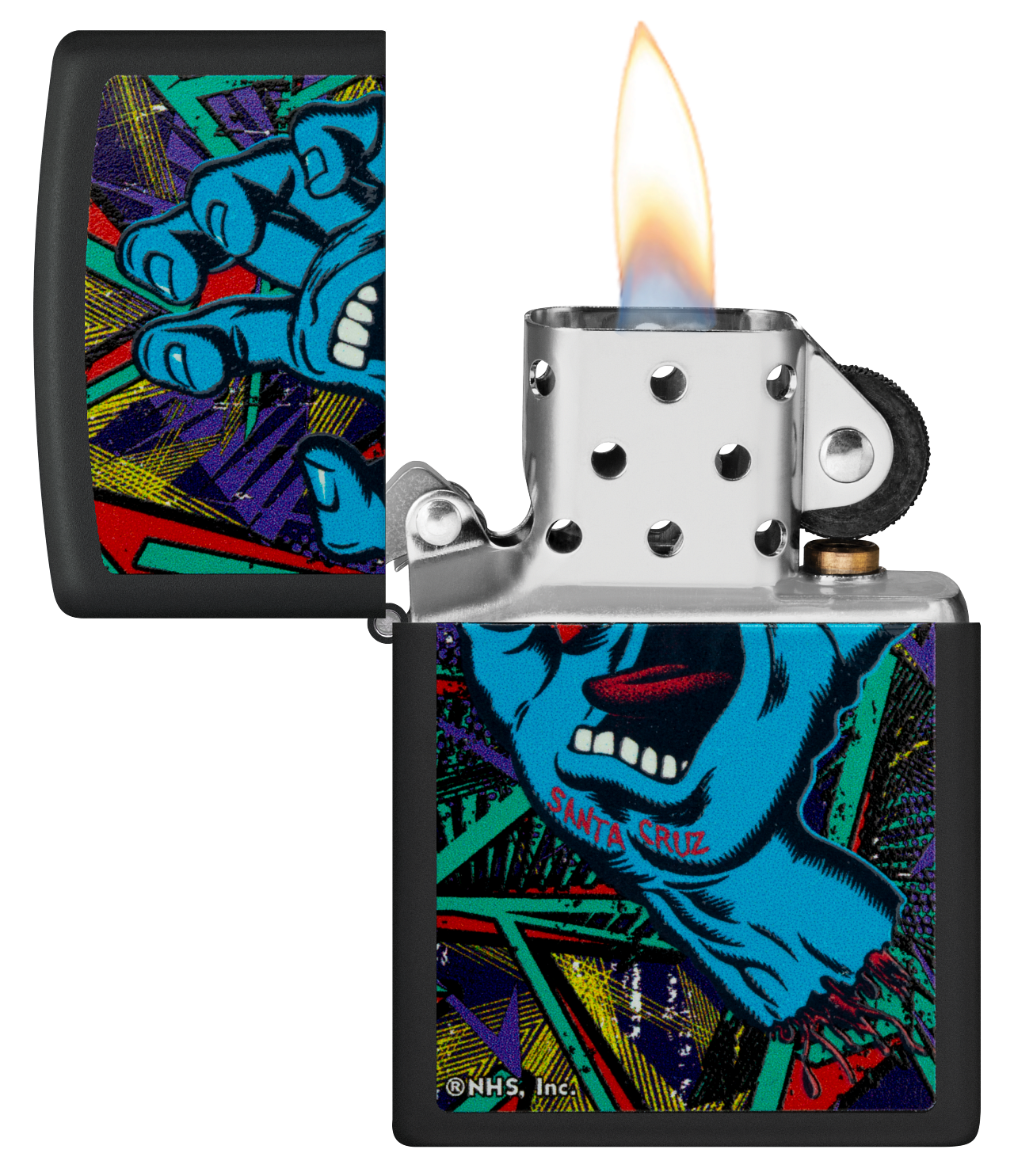 Zippo Black Light Santa Cruz Skateboards Logo, Black Matte Lighter #48415