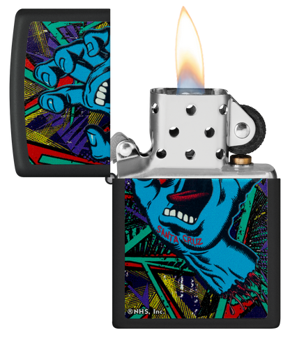 Zippo Black Light Santa Cruz Skateboards Logo, Black Matte Lighter #48415