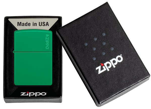 Zippo Grass Green Matte with Logo Base Model Lighter #48629ZL