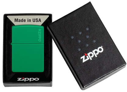 Zippo Grass Green Matte with Logo Base Model Lighter #48629ZL